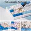 imageEPOMAKER x Aula F75 Ultra Wireless Gaming Keyboard with Knob 10000mAh Hot Swap RGB PBT Keycap Creamy Sound VIA 75 Mechanical Keyboard for WinMac Blue Pink MintBlue