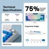 imageEPOMAKER x Aula F75 Ultra Wireless Gaming Keyboard with Knob 10000mAh Hot Swap RGB PBT Keycap Creamy Sound VIA 75 Mechanical Keyboard for WinMac Blue Pink MintBlue