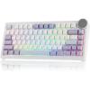 imageEPOMAKER Ajazz AK820 V2 Wireless Gaming Keyboard Glass Screen Knob Hot Swappable 24GHzUSBBT50 Gasket Creamy 75 Mechanical Keyboard for PCMacOfficeGaming Grey Yellow Coconut CreamWhite Purple  Coconut Cream