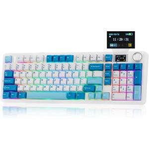 imageEPOMAKER Aula F99 MAX Wireless Mechanical Keyboard Smart Screen amp Knob 8000mAh 24GhzBT Creamy Keyboard PreLubed Switch HotSwappable RGB Backlit Custom Software BlackBlue