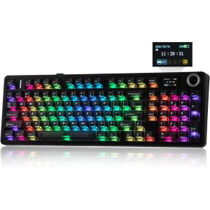 imageEPOMAKER Aula F99 MAX Wireless Mechanical Keyboard Smart Screen amp Knob 8000mAh 24GhzBT Creamy Keyboard PreLubed Switch HotSwappable RGB Backlit Custom Software BlackBlack