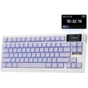 imageEPOMAKER G84 PRO Wireless Gaming Keyboard with ScreenampKnob 75 Creamy Mechanical Keyboard 8000mAh Hot Swappable Silicone Keycaps BT5024GUSBC Mode NKRO RGB Purple Creamy Jade SwitchPurple
