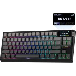 imageEPOMAKER G84 PRO Wireless Gaming Keyboard with ScreenampKnob 75 Creamy Mechanical Keyboard 8000mAh Hot Swappable Silicone Keycaps BT5024GUSBC Mode NKRO RGB Purple Creamy Jade SwitchBlack