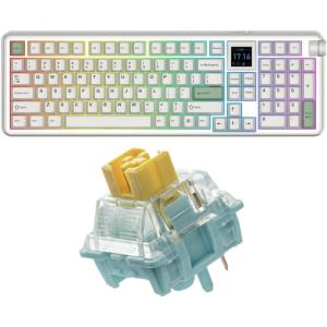 imageEPOMAKER RT100 PRO Wireless Gaming Keyboard with 154 ScreenampKnobSea Salt V3 Silent Mechanical Keyboard Switches Set