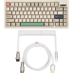 imageEPOMAKER RT82 Wireless Mechanical Keyboard with ScreenPuff Aviator Coiled USB Cable
