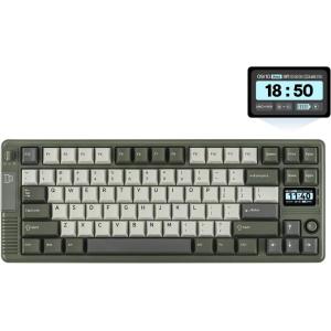 imageEPOMAKER RT85 Wireless Mechanical Keyboard with Joystick amp DIY Screen 8000mAh BTUSB24Ghz Gasket 5Layer Paddings HotSwap PBT Keycap 75 Gaming Keyboard Retro White Crystal SwitchArmy Green