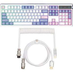 imageEPOMAKER TH108 PRO Full Size Mechanical Keyboard with Screen amp KnobPuff Aviator Coiled USB Cable