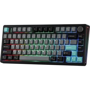 imageEPOMAKER TH80 V2 75 Wireless Mechanical Keyboard with Metal Knob 8000mAh 24GhzBTUSBC RGB Hot Swap Custom Driver PBT Keycap Wireless Gaming Keyboard for PCMac Black Creamy JadeBlack