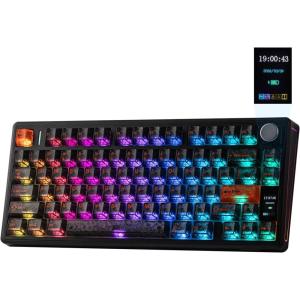 imageEPOMAKER TH80 V2 PRO Wireless Gaming Keyboard with ScreenampKnob 10000mAh 24GhzBTUSBC RGB Hot Swap Custom Driver NKRO PBT Keycap Mechanical Keyboard for PCMac White Creamy JadeBlack