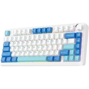 imageEPOMAKER x Aula F75 Ultra Wireless Gaming Keyboard with Knob 10000mAh Hot Swap RGB PBT Keycap Creamy Sound VIA 75 Mechanical Keyboard for WinMac Blue Pink MintBlue