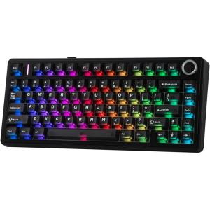 imageEPOMAKER x Aula F75 Ultra Wireless Gaming Keyboard with Knob 10000mAh Hot Swap RGB PBT Keycap Creamy Sound VIA 75 Mechanical Keyboard for WinMac Blue Pink MintBlack