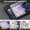 imageEPOMAKER Split70 Wireless Ergonomic Keyboard with QMKVIA and Knob Mechanical Gaming Keyboard with RGB HotSwap Creamy Linear Switch PBT Keycap Gasket Mac Modifier 70 Split Layout WhiteBlack