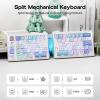 imageEPOMAKER Split70 Wireless Ergonomic Keyboard with QMKVIA and Knob Mechanical Gaming Keyboard with RGB HotSwap Creamy Linear Switch PBT Keycap Gasket Mac Modifier 70 Split Layout WhiteWhite