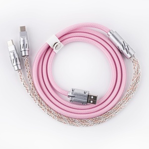 image:imageEPOMAKER 2in1 USBC Dual 8K Gaming Keyboard Cable Single Crystal Copper Braided Charging CableUSB A to Type C for Mechanical KeyboardsMagnetic KeyboardMiceHubs Black GlossPink
