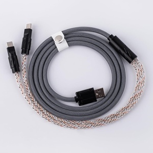 image:imageEPOMAKER 2in1 USBC Dual 8K Gaming Keyboard Cable Single Crystal Copper Braided Charging CableUSB A to Type C for Mechanical KeyboardsMagnetic KeyboardMiceHubs Black GlossGray