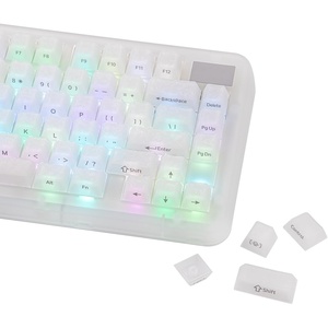 image:imageEPOMAKER Frost Jelly Keycaps Set  126 Keys Forged Carbon Fiber Keycaps Cherry Profile ABSPC MXStyle Compatible for 6168848798100104108 ANSI Layout Mechanical Gaming Keyboards BlueWhite