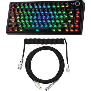 image:imageEPOMAKER X Aula F75 MAX Wireless Mechanical Keyboard with TFT Screen and KnobMix 18m Coiled Keyboard Cable