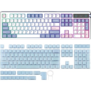 image:imageEPOMAKER TH108 PRO Full Size Mechanical Keyboard with Screen amp KnobFrost Jelly Keycaps Set  126 Keys Forged Carbon Fiber Keycaps