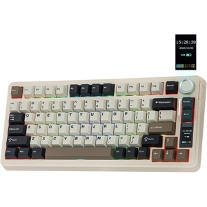 image:imageEPOMAKER X Aula EA75 MAX Wireless Gaming Keyboard with Screen amp Knob 5000mAh HotSwap Lubed Switches RGB Backlit Creamy Gasket 75 Mechanical Keyboard Retro White Reaper SwitchRetro White