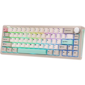 image:imageEPOMAKER TH65 Wireless Mechanical Gaming Keyboard with Knob amp 8000mAh  Adjustable Kickstand for Comfort Typing 65 BT24GHzUSBC HotSwap CreamyampThocky Gasket Retro White Creamy JadeRetro White