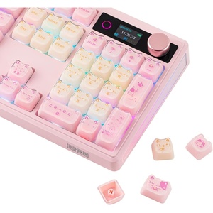 image:imageEPOMAKER JellyPaw Keycaps Set 128Key Cute Cat Keycaps for Gaming KeyboardPink Yellow